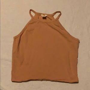 Tan halter tank crop top